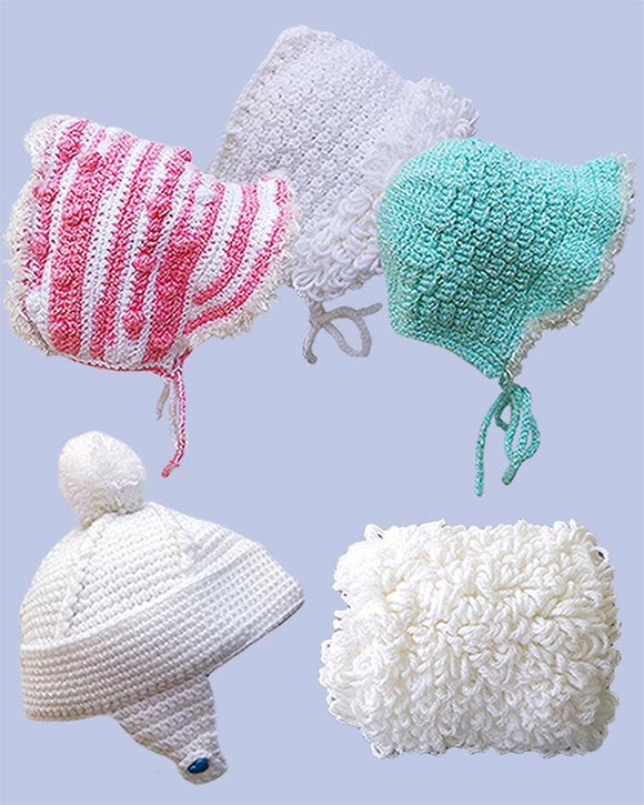 Snuggly Cap, Bonnets, and Muffler Crochet Pattern - Maggie's Crochet