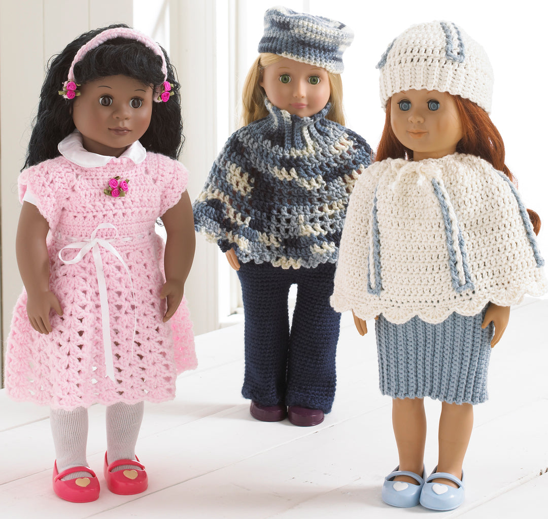 18-dolls-abby-allie-and-annie-outfit-crochet-patterns-maggie-s-crochet for Free Printable Crochet Doll Clothes Patterns For 18 Inch Dolls 18