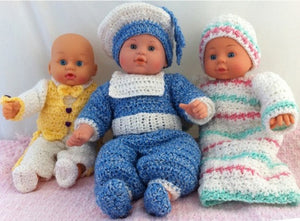 Riley, Randy, & Rita (12-15" Doll Outfits) Crochet Pattern - Maggie's Crochet
