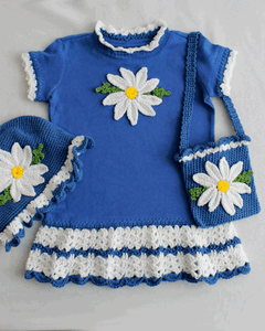 Daisy T-Shirt Dress With Hat and Purse Crochet Pattern - Maggie's Crochet