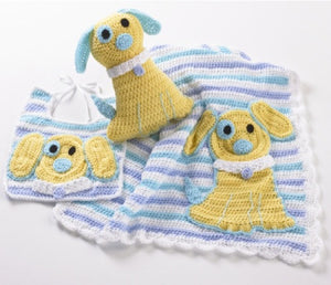 Ringo The Pup Afghan, Bib & Toy Crochet Pattern - Maggie's Crochet