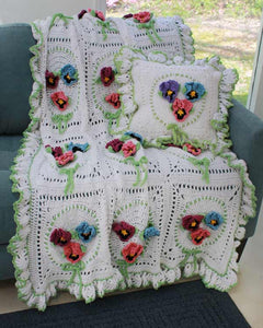 Pansy Afghan and Pillow Set Crochet Pattern - Maggie's Crochet