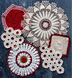 Vintage Redwork Home Décor Set Crochet Pattern - Maggie's Crochet