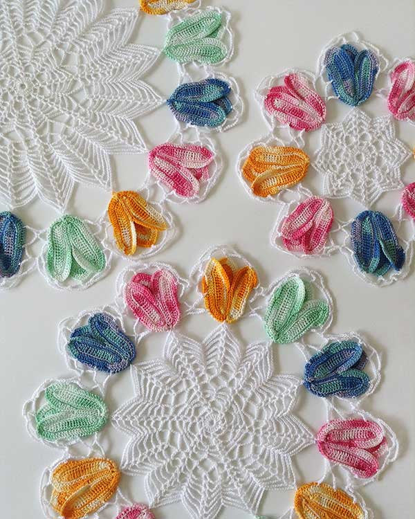 Vintage Variegated Tulip Doilies Set Crochet Pattern - Maggie's Crochet