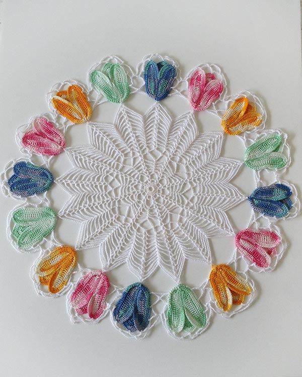 Vintage Variegated Tulip Doilies Set Crochet Pattern - Maggie's Crochet
