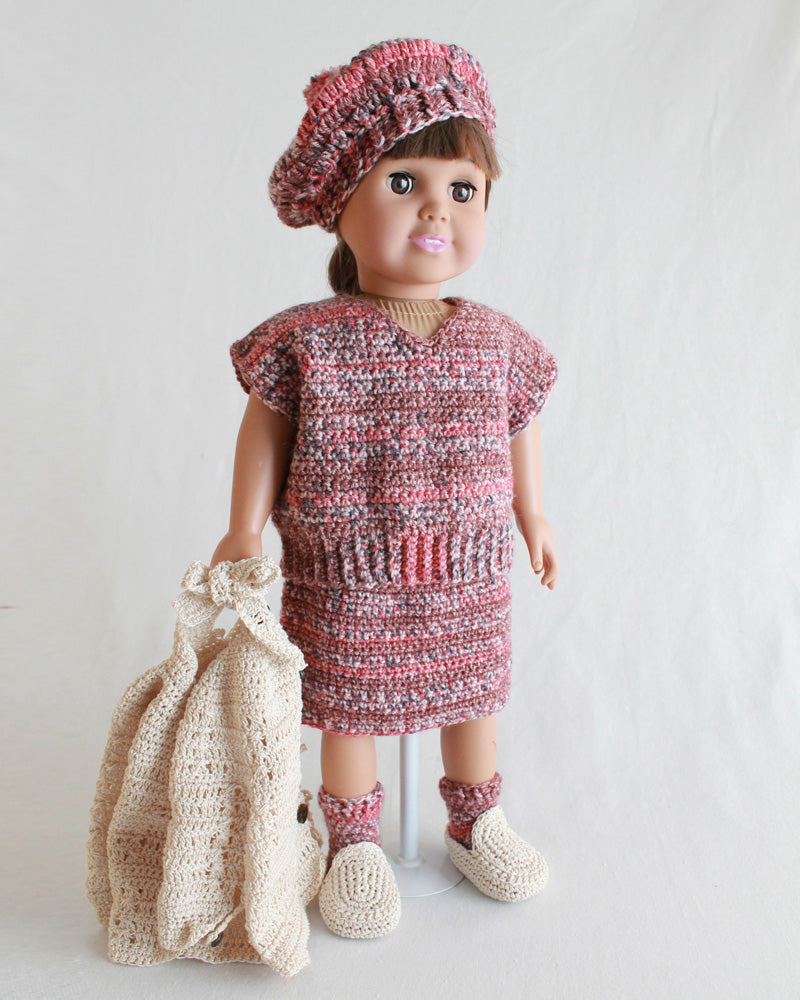 18" Doll Penelope Visits Piccadilly Circus Crochet Pattern - Maggie's Crochet