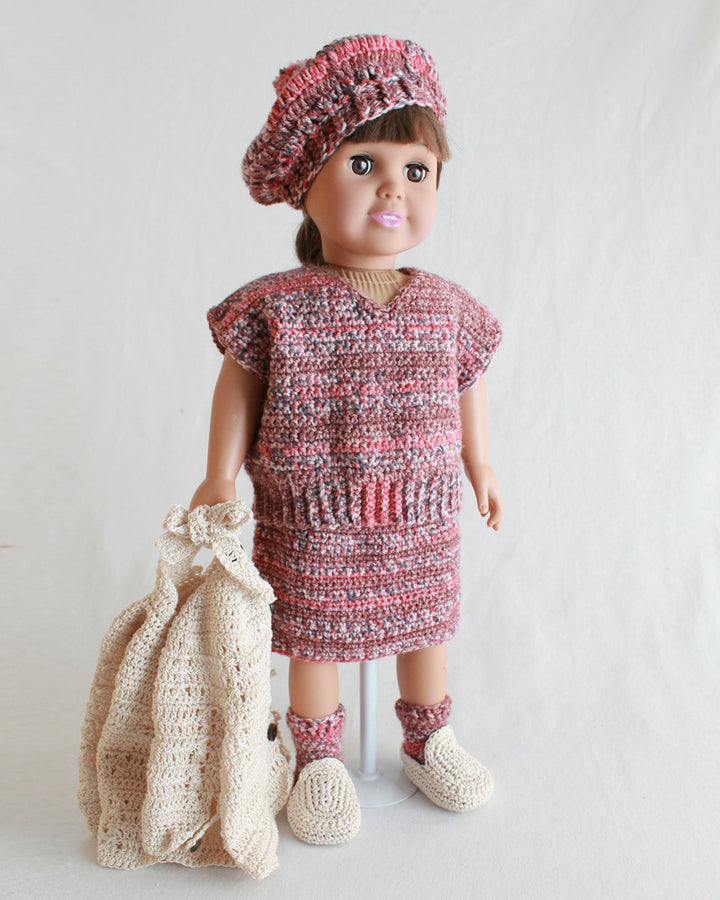 18" Doll Penelope Visits Piccadilly Circus Crochet Pattern - Maggie's Crochet