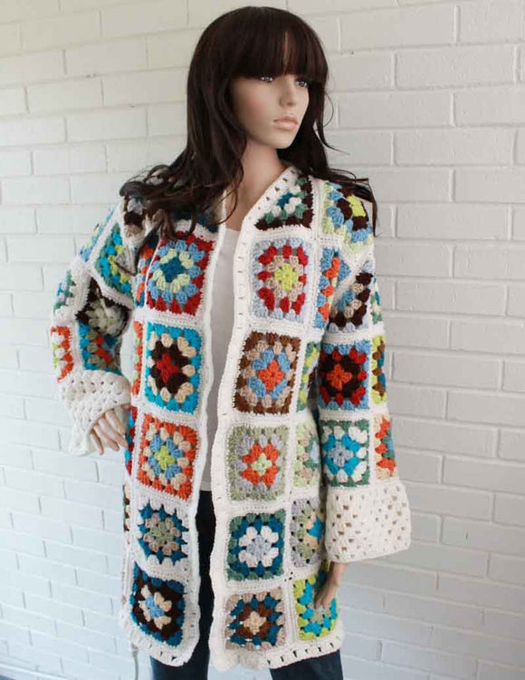 Granny square top coat pattern