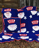 4th of July Uncle Sam Afghan & Pillow Set Crochet Pattern - Maggie's Crochet