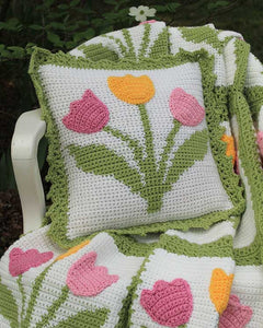 Tulip Afghan and Pillow Set Crochet Pattern - Maggie's Crochet