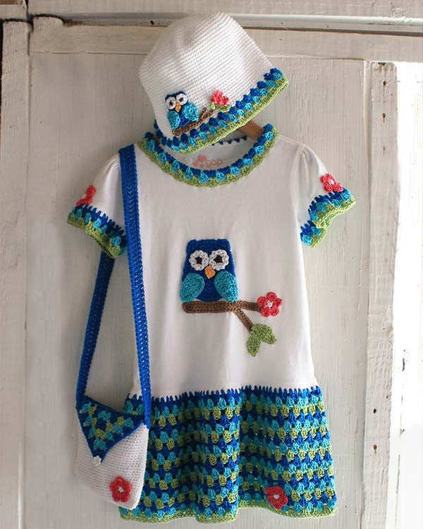 Owl T-Shirt Dress, Hat and Purse Crochet Pattern - Maggie's Crochet