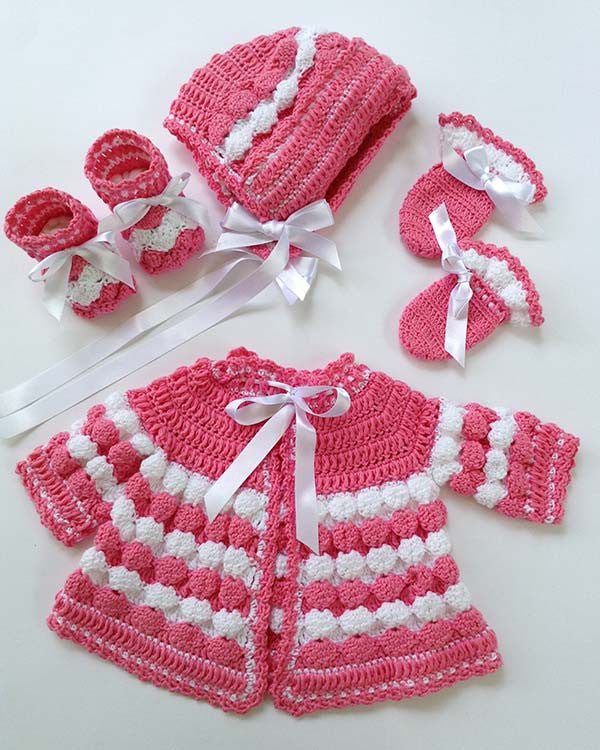 Vintage Puff Shell Layette Crochet Pattern - Maggie's Crochet