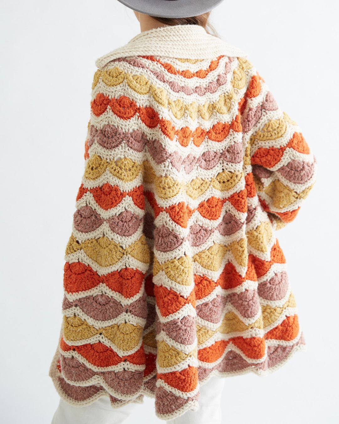 Crochet Pattern Shell Stitch Sweater Jacket Vintage - Maggie's Crochet