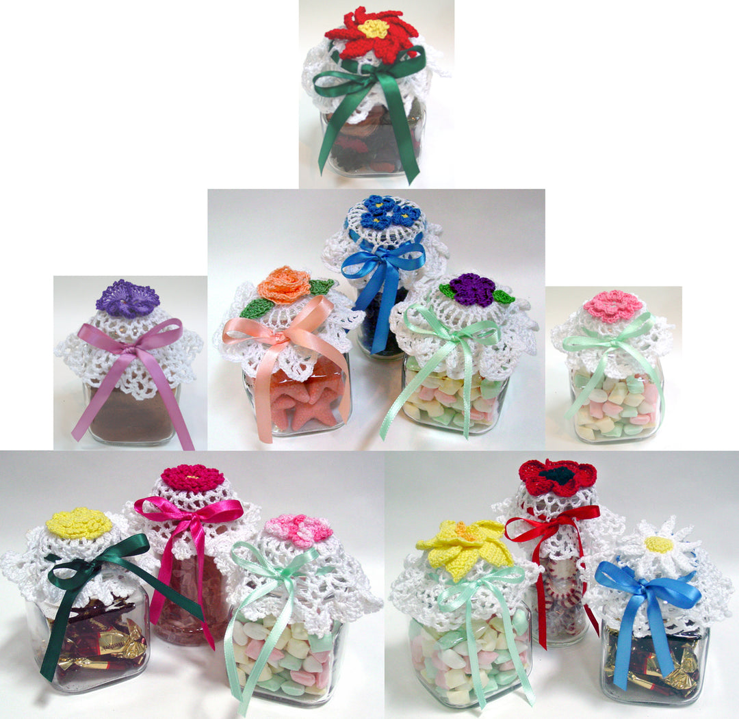 Flower Jar Lid Covers Crochet Pattern - Maggie's Crochet