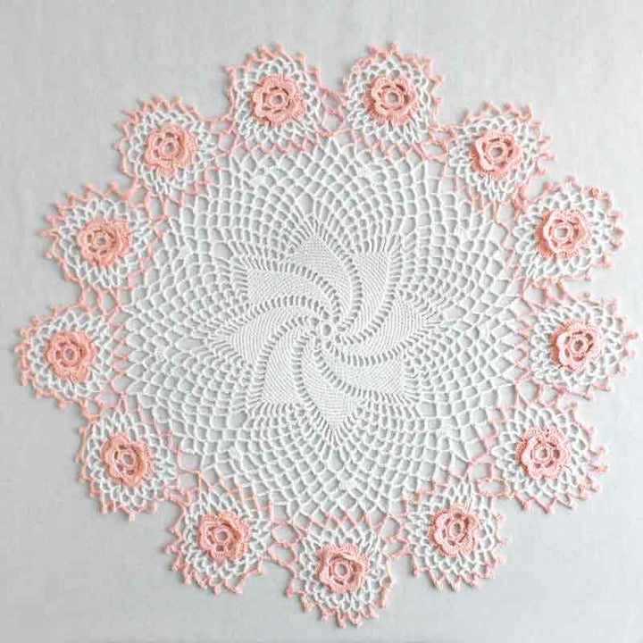Peach Rosewhirl Doily Crochet Pattern - Maggie's Crochet