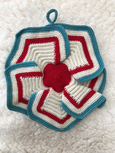 Crochet Pattern Five Petal Pinwheel Potholder - Maggie's Crochet