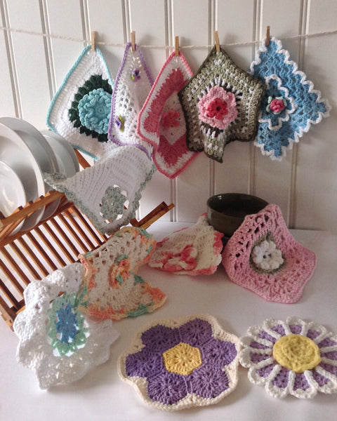 Village Yarn Spring Towels & Flower Dishcloth Set Crochet Kit