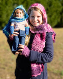 Hooded Scarves & Texting Mitts for Mommy, Me & Dolly Crochet Pattern