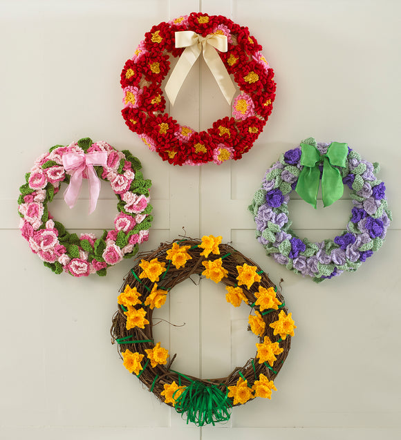 Floral Year of Wreaths Set 1 (January to April) Crochet Patterns - Maggie's Crochet
