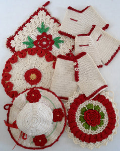 Vintage Redwork Potholders Crochet Pattern - Maggie's Crochet