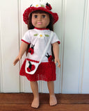 18" Doll Lady Bug T-Shirt Dress, Hat & Purse Crochet Pattern - Maggie's Crochet