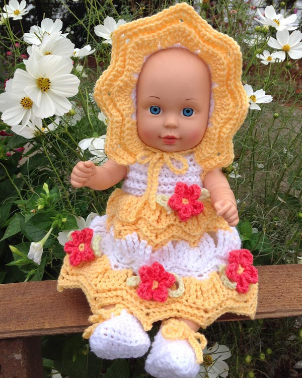 Little Miss Sunshine for 15" Dolls Crochet Pattern - Maggie's Crochet