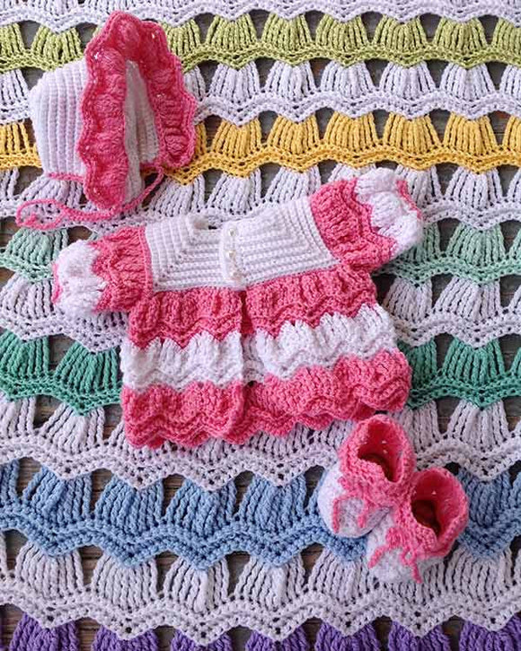 Victorian Ripple Baby Layette Crochet Pattern - Maggie's Crochet