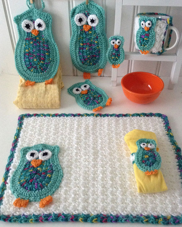 Owl Kitchen Set Crochet Pattern - Maggie's Crochet